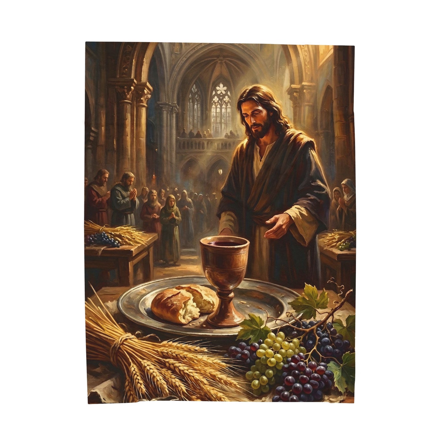 “The Harvest of Faith - Communion Still Life” - Plush Blanket