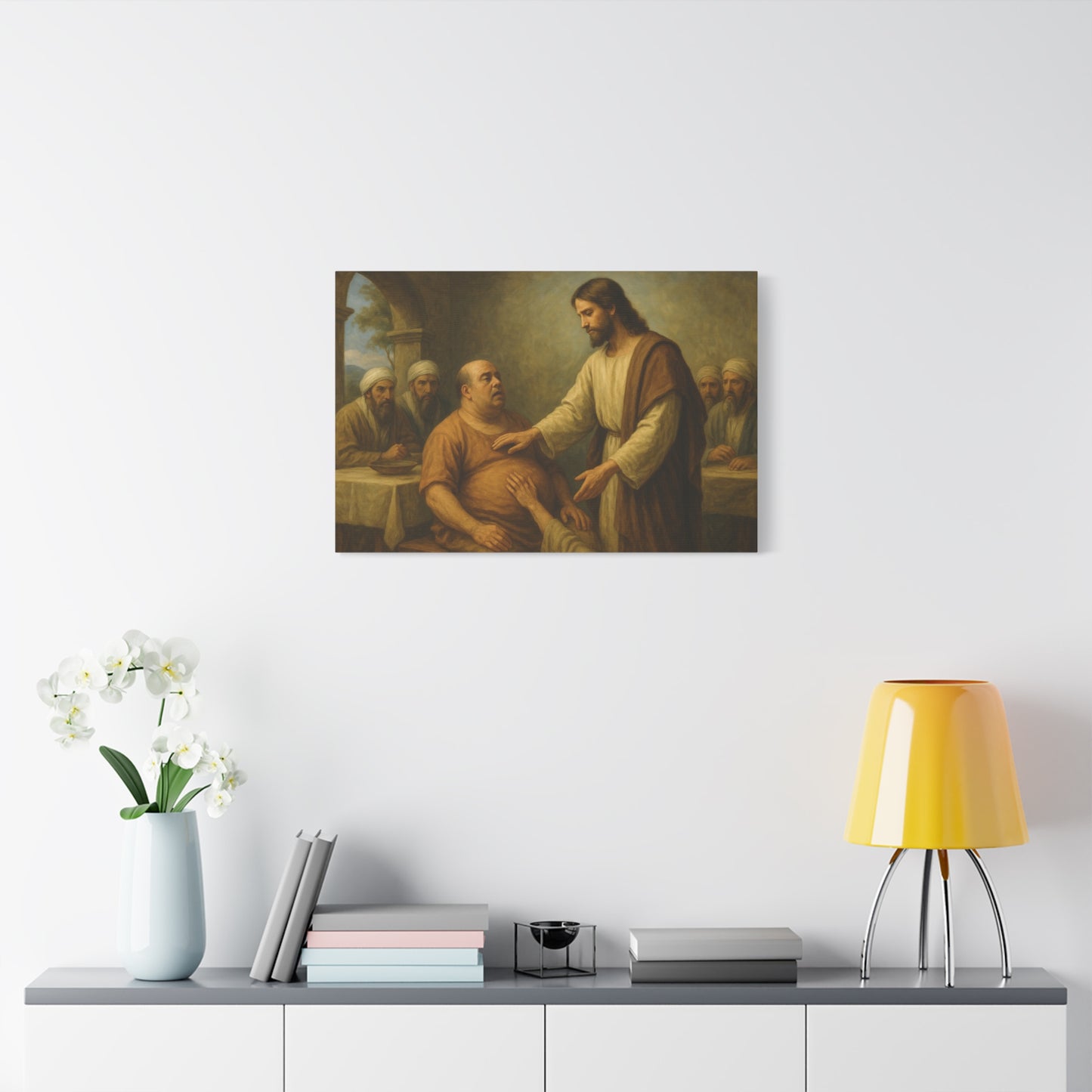 “Jesus Heals a Man with Dropsy – Luke 14:1–4” - Canvas Art