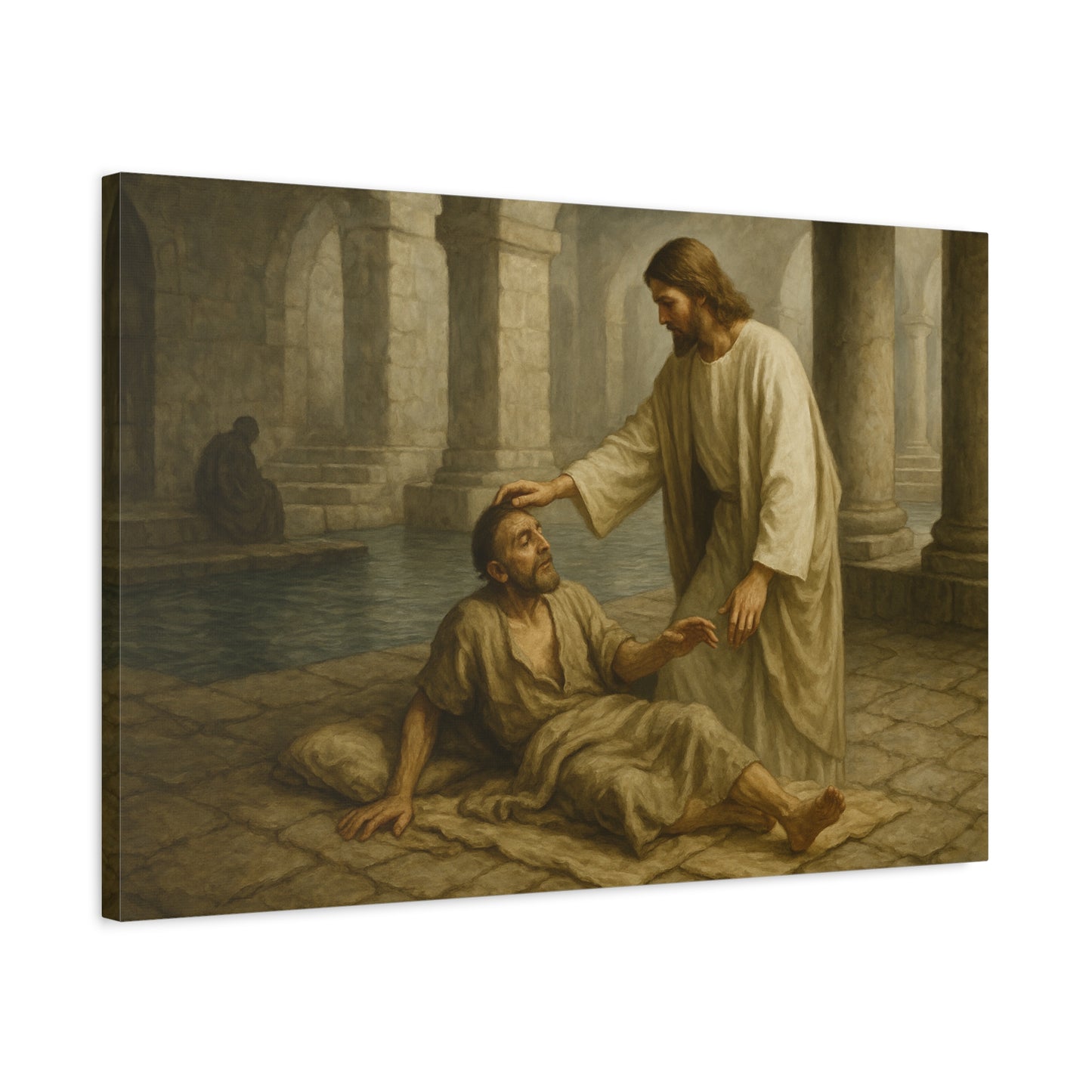 “Rise, Take Up Your Mat – Jesus Heals at the Pool of Bethesda” - Canvas Art