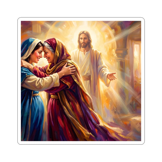 “Divine Embrace - Mary and Elizabeth's Joyful Meeting” - Sticker