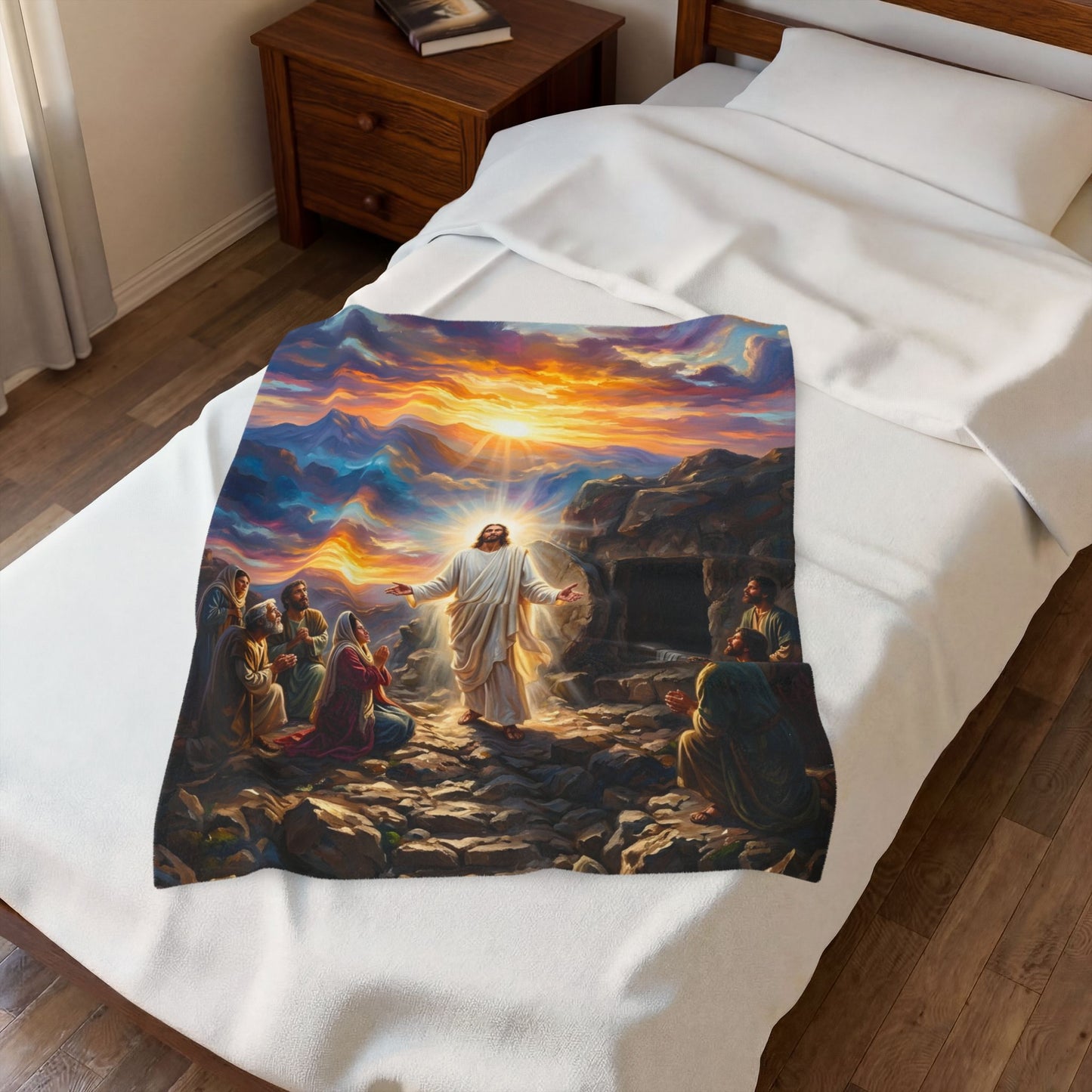 “He Is Risen - The Empty Tomb at Dawn” - Plush Blanket