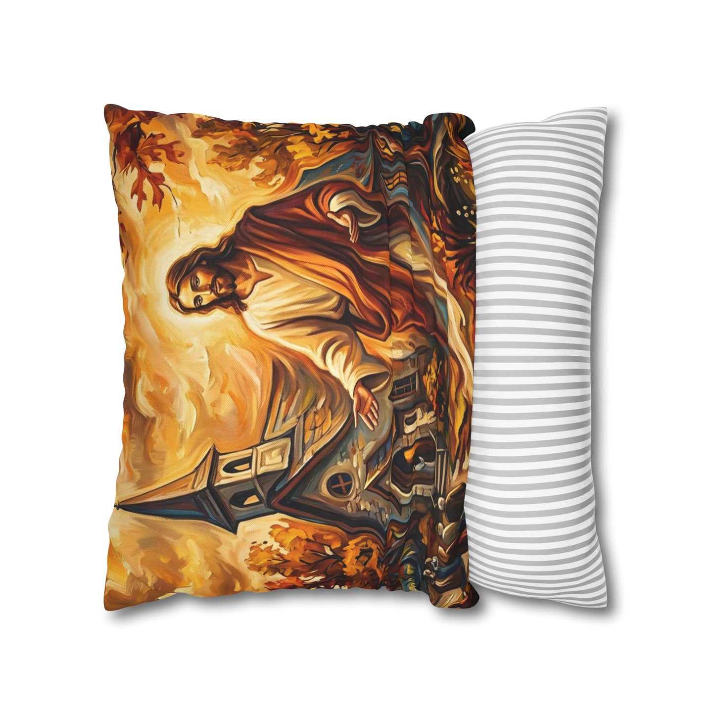 “Abide With Me - Autumn Church at Sunset” - Pillowcase