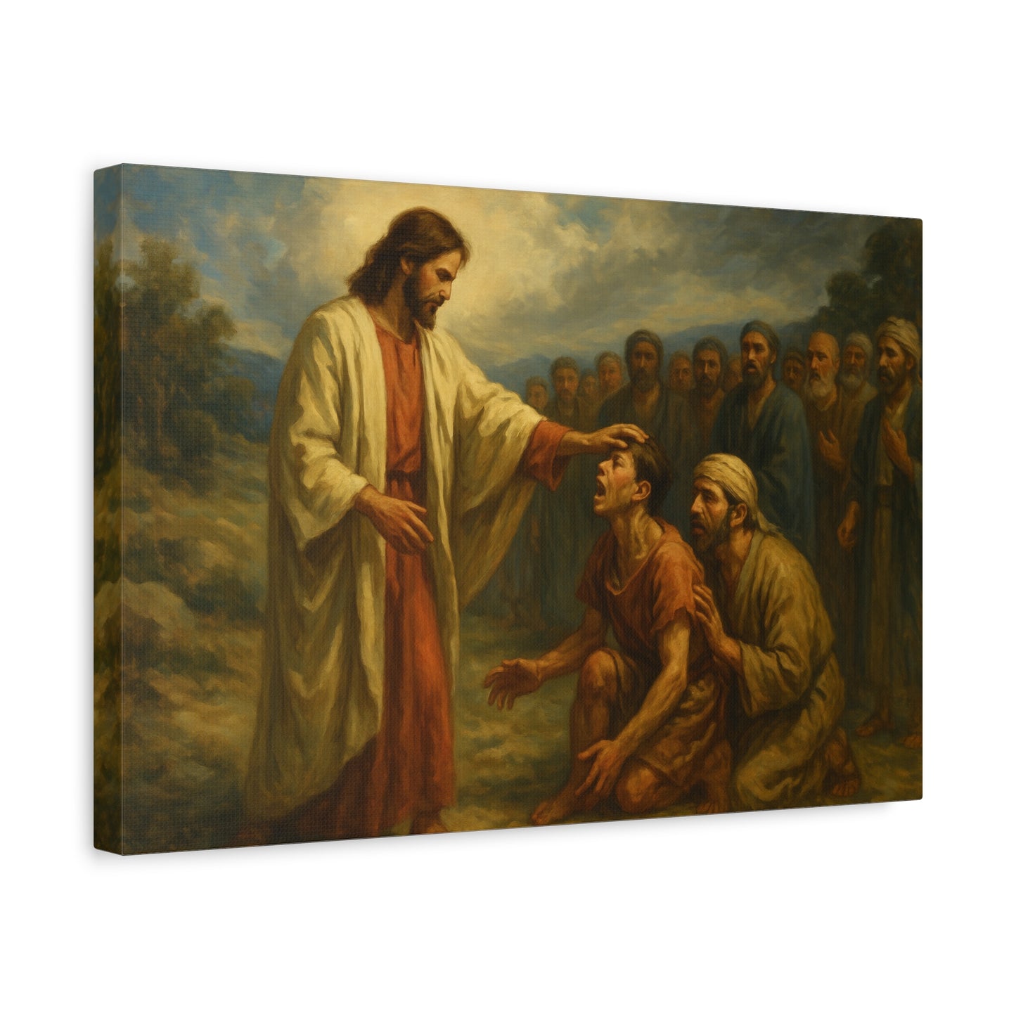 “Faith the Size of a Mustard Seed – Jesus Heals a Demon-Plagued Boy” - Canvas Art
