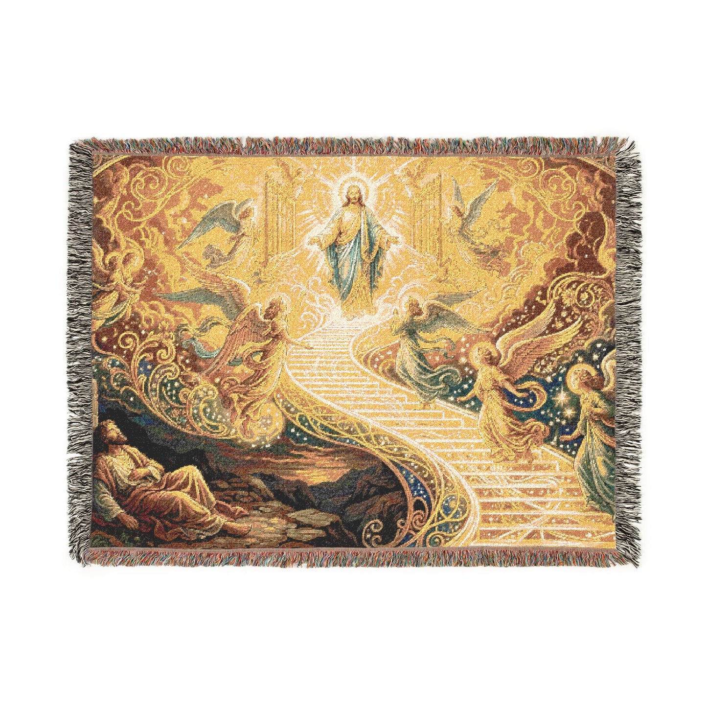 “Jacob's Ladder - Angels Ascending and Descending” - Woven Blanket