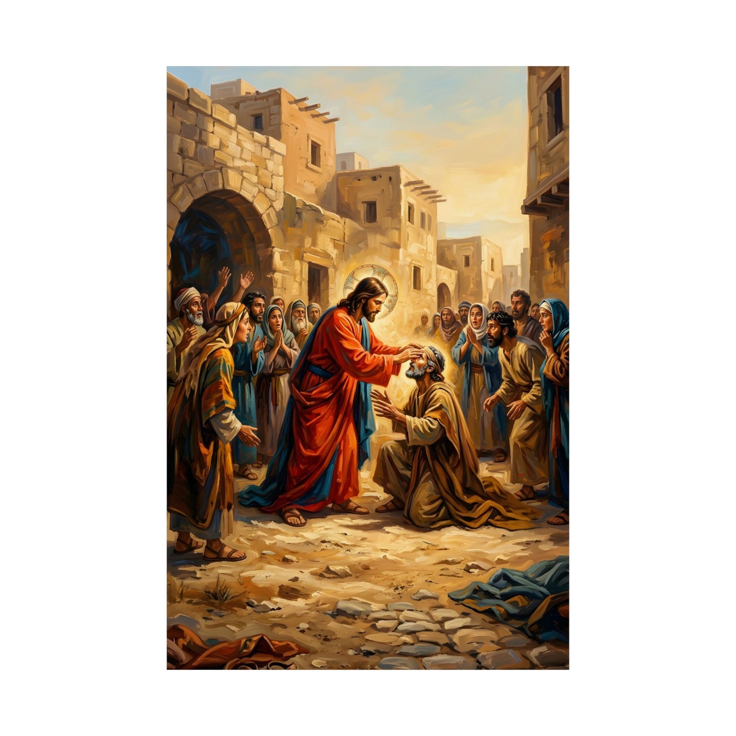 “He Opened My Eyes - Jesus Heals the Blind Man” - Poster