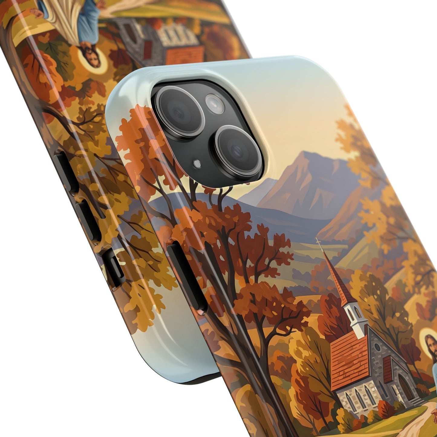 “Golden Harvest - Autumn Church in Tranquility” - Phone Case