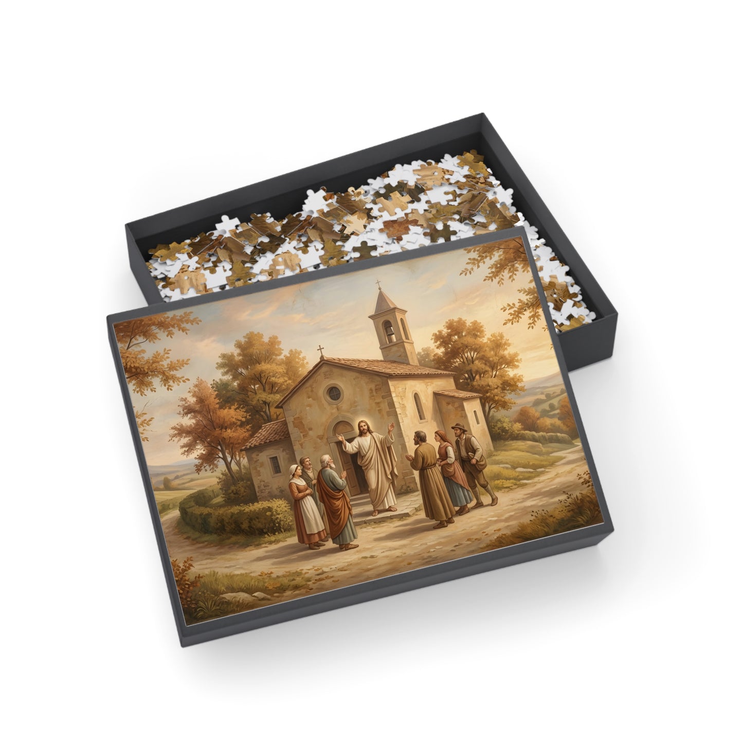“Sanctuary in Serenity - Autumn's Golden Embrace” - Jigsaw Puzzle
