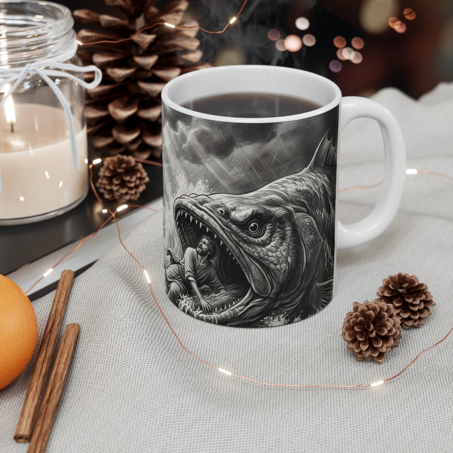 Jonah being swallowed by the great fish - Coffee Mug