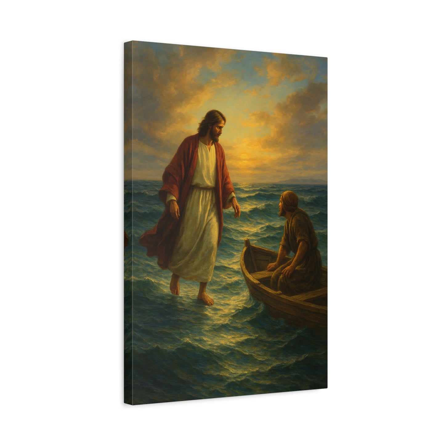 “Jesus Walks on Water – Divine Faith in the Storm” - Canvas Art