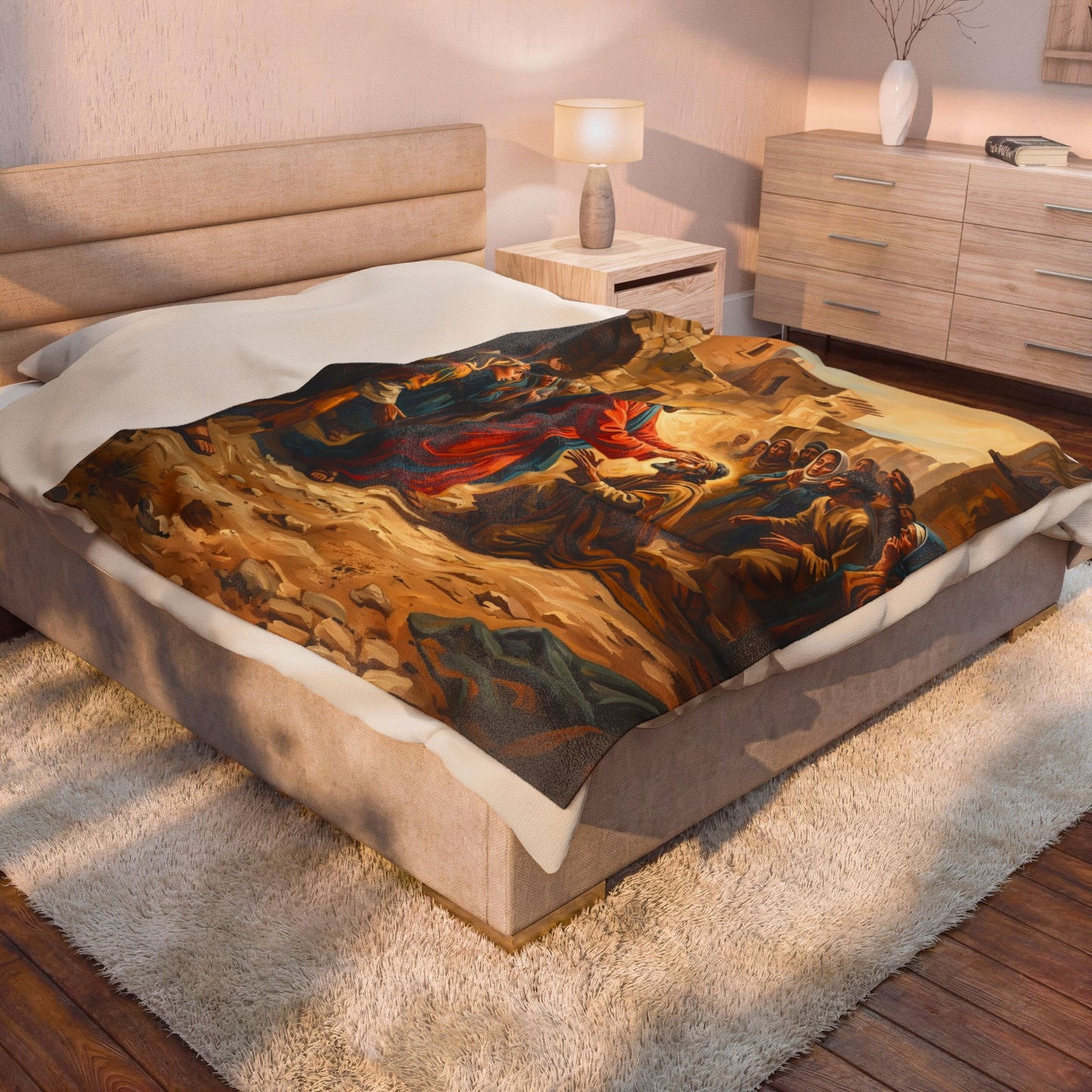 “He Opened My Eyes - Jesus Heals the Blind Man” - Plush Blanket