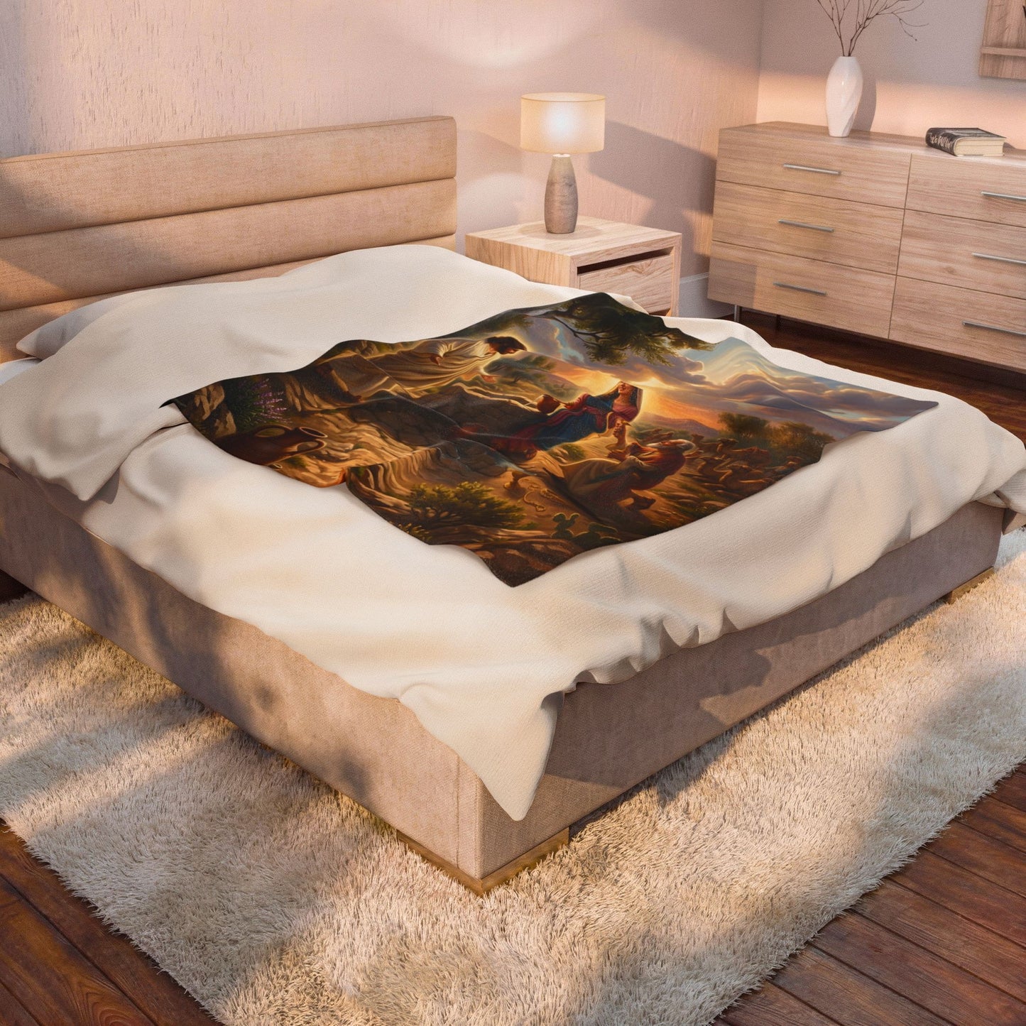 “Providence Unveiled - Rebekah at the Well” - Plush Blanket