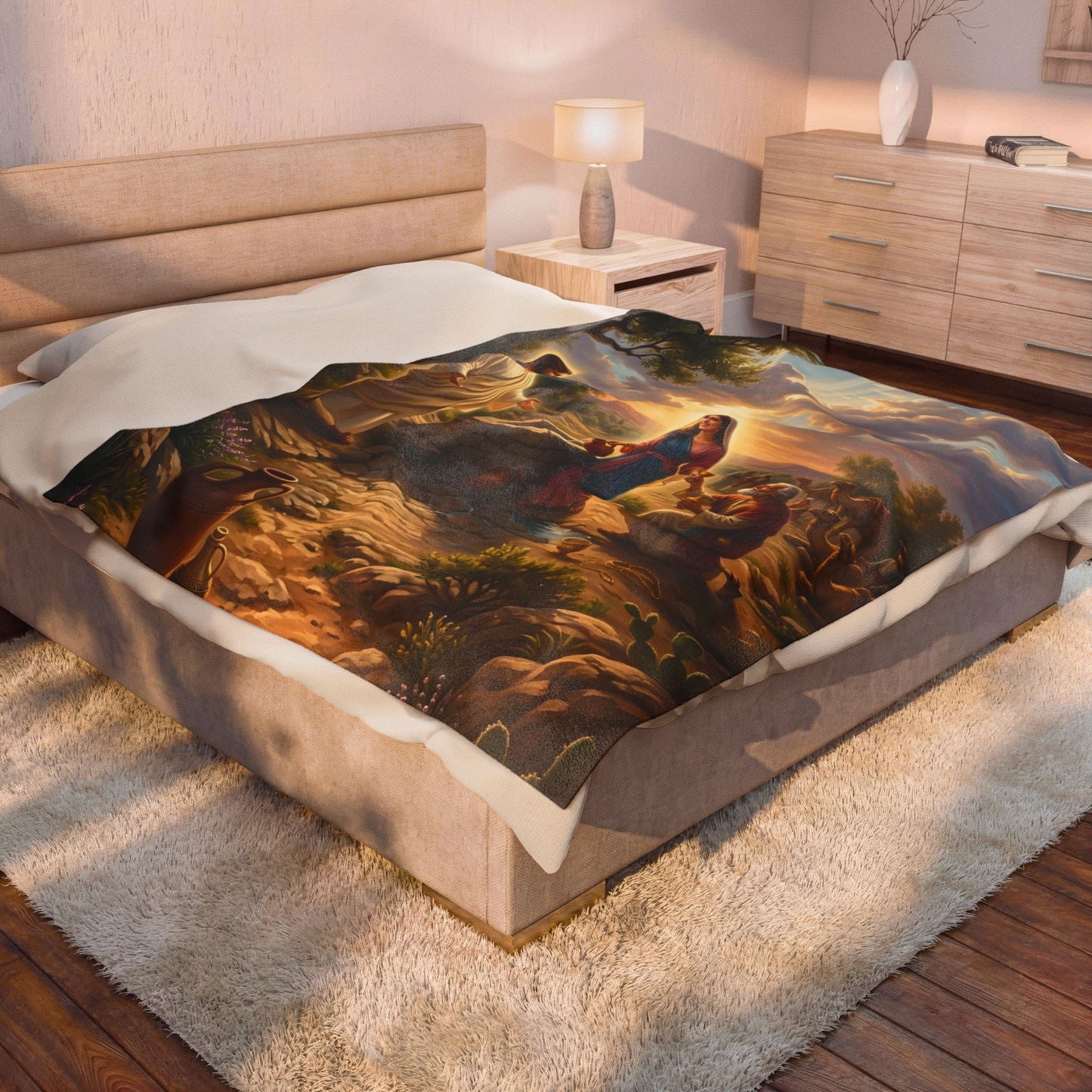 “Providence Unveiled - Rebekah at the Well” - Plush Blanket