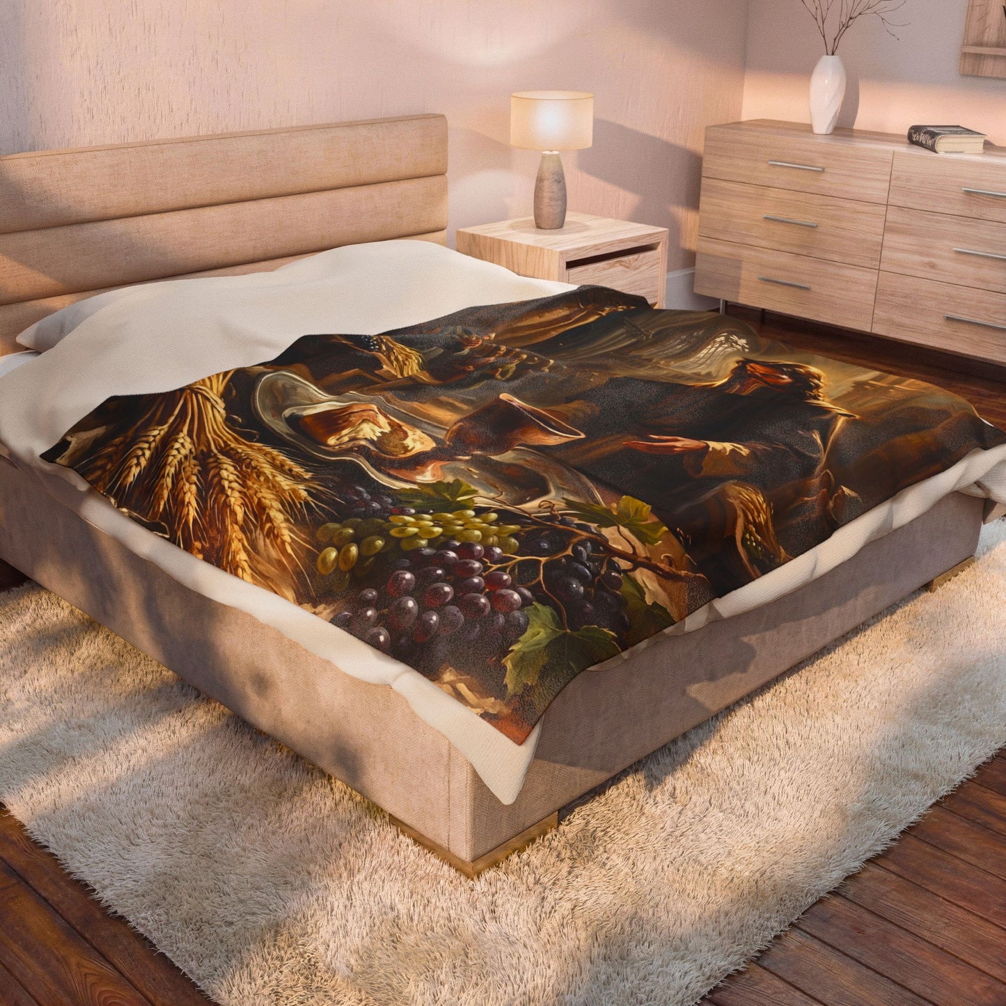 “The Harvest of Faith - Communion Still Life” - Plush Blanket