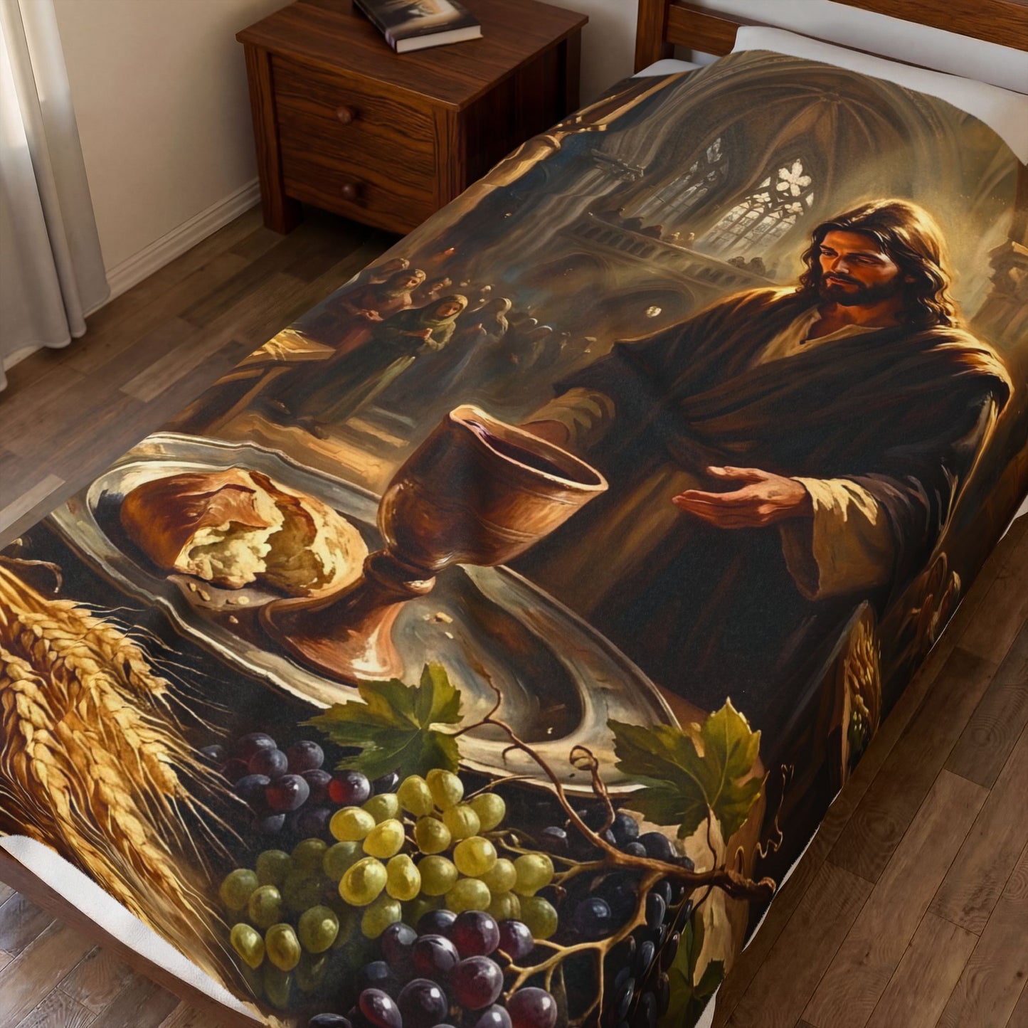 “The Harvest of Faith - Communion Still Life” - Plush Blanket