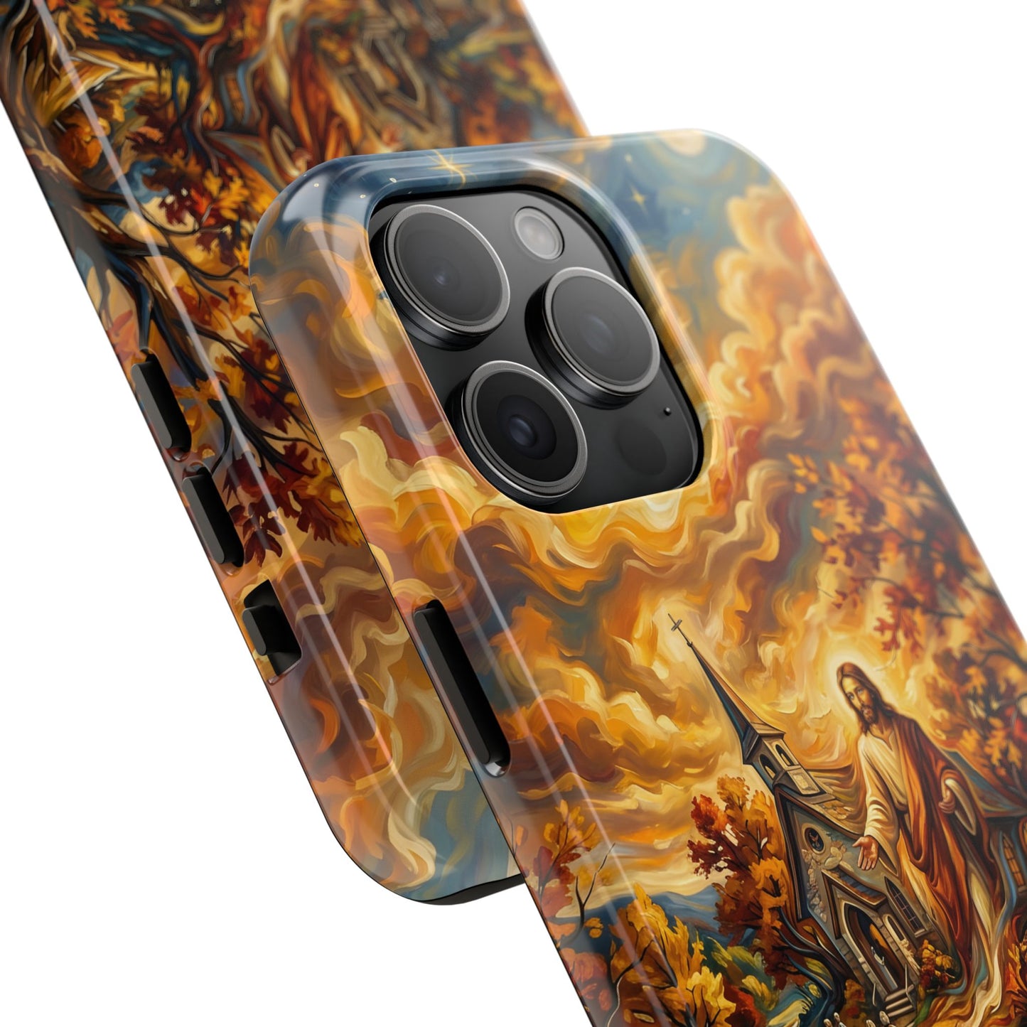 “Abide With Me - Autumn Church at Sunset” - Phone Case