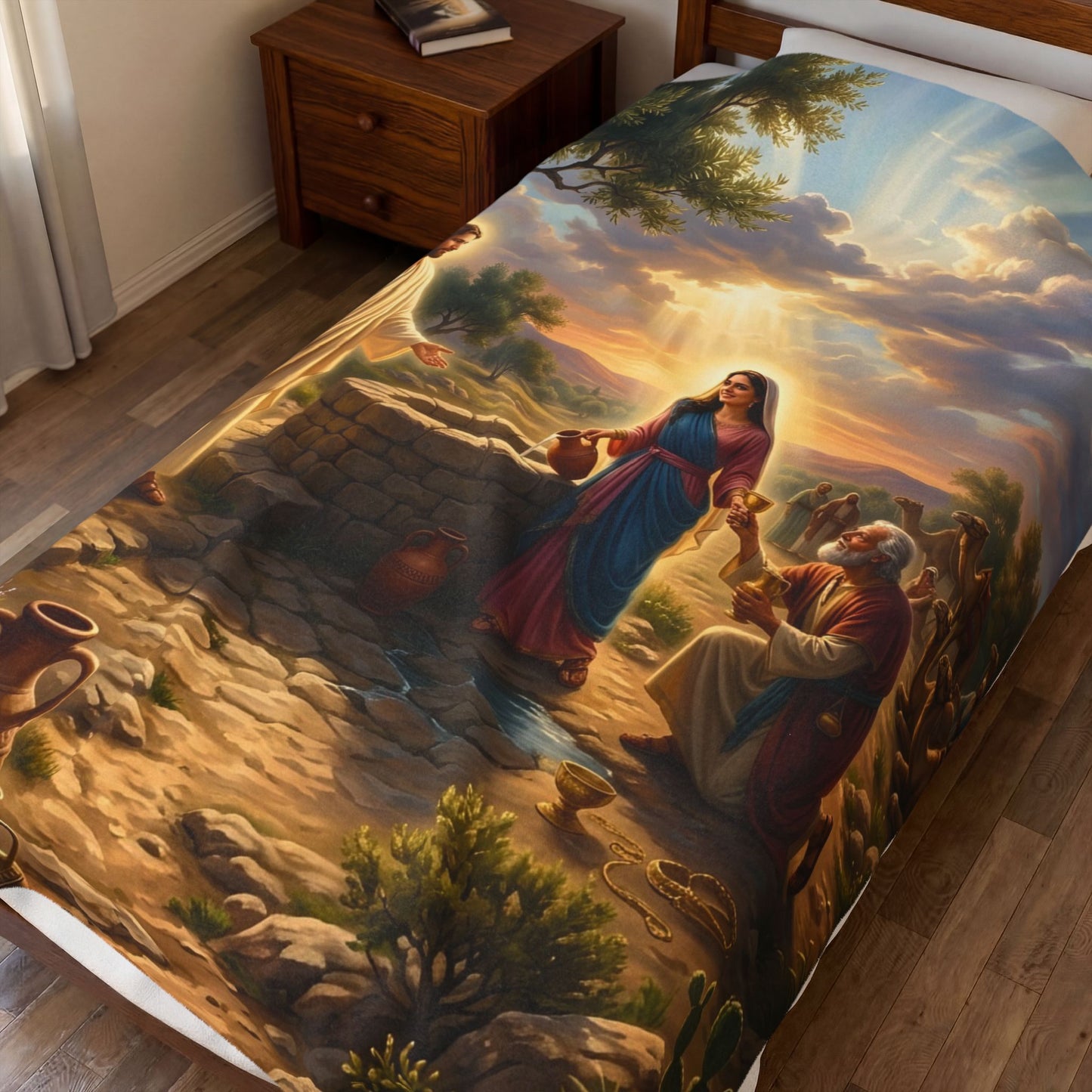 “Providence Unveiled - Rebekah at the Well” - Plush Blanket