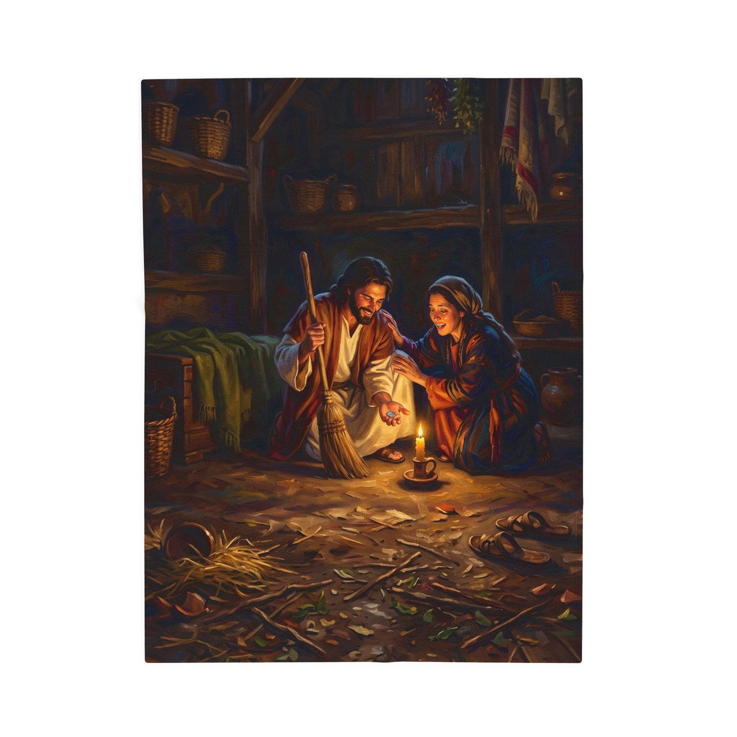 “Lost and Found - The Sweeping Woman of Luke 15” - Plush Blanket