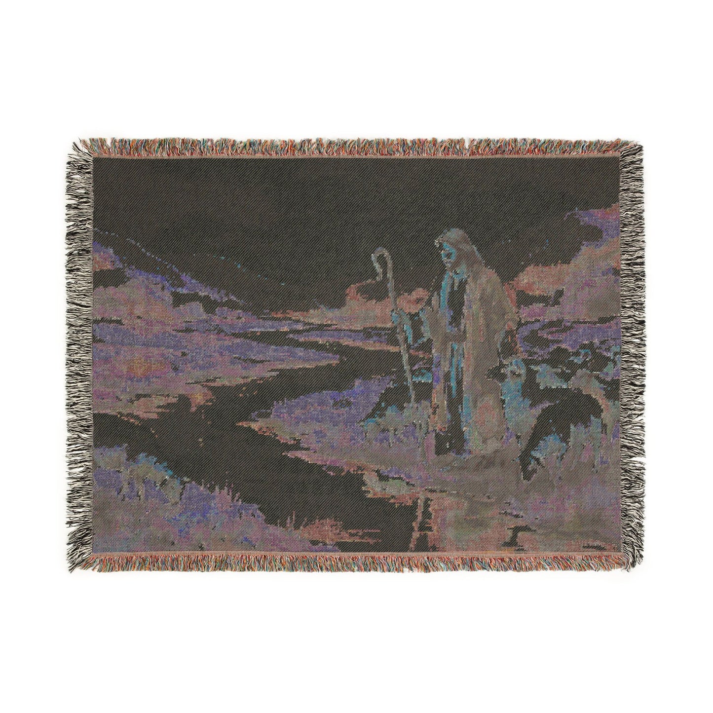 “Still Waters - Shepherd Leads His Flock” - Woven Blanket