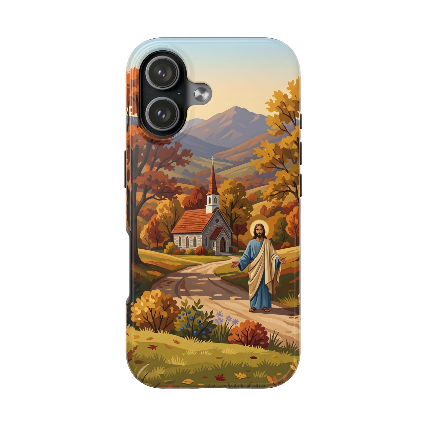 “Golden Harvest - Autumn Church in Tranquility” - Phone Case