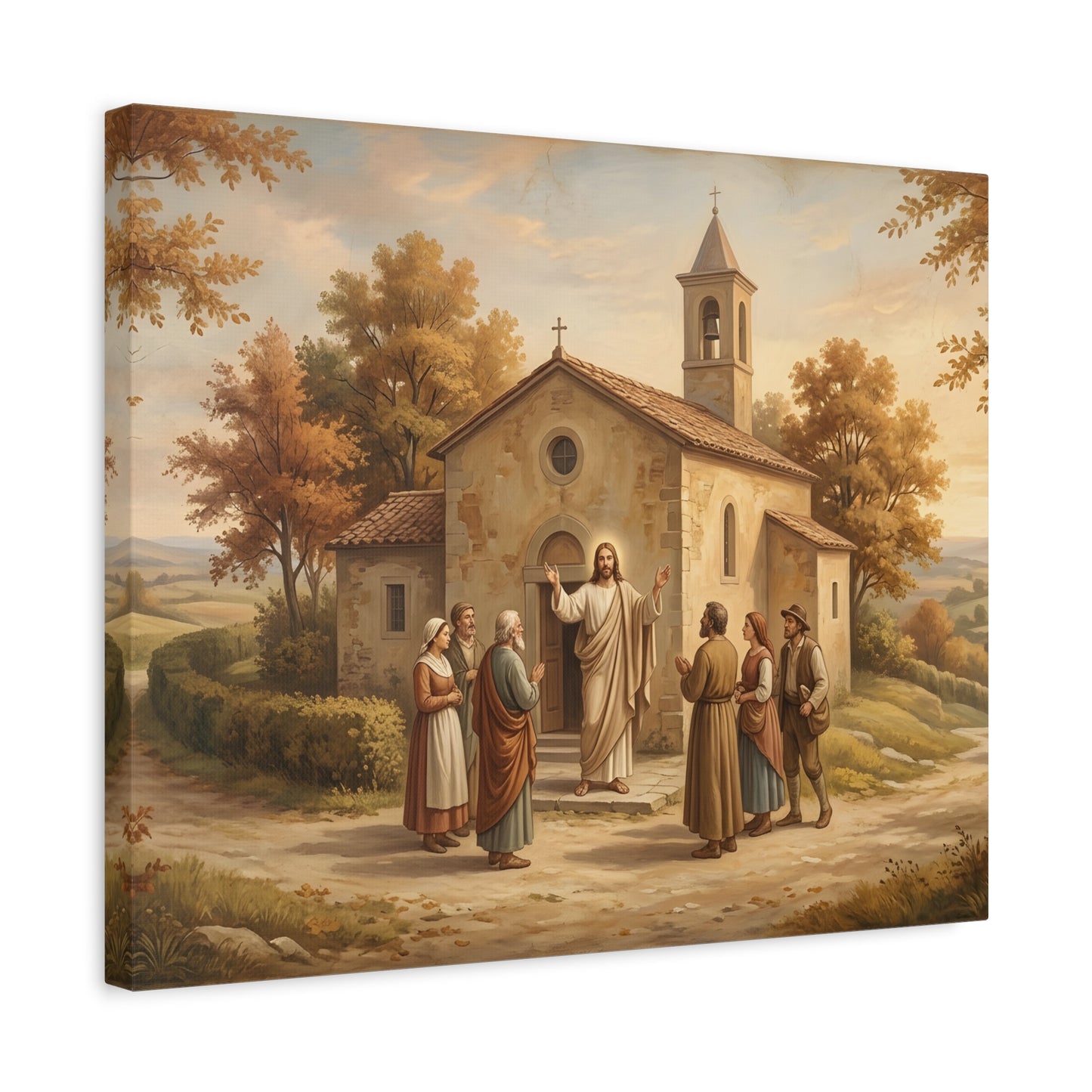 “Sanctuary in Serenity - Autumn's Golden Embrace” - Canvas Art