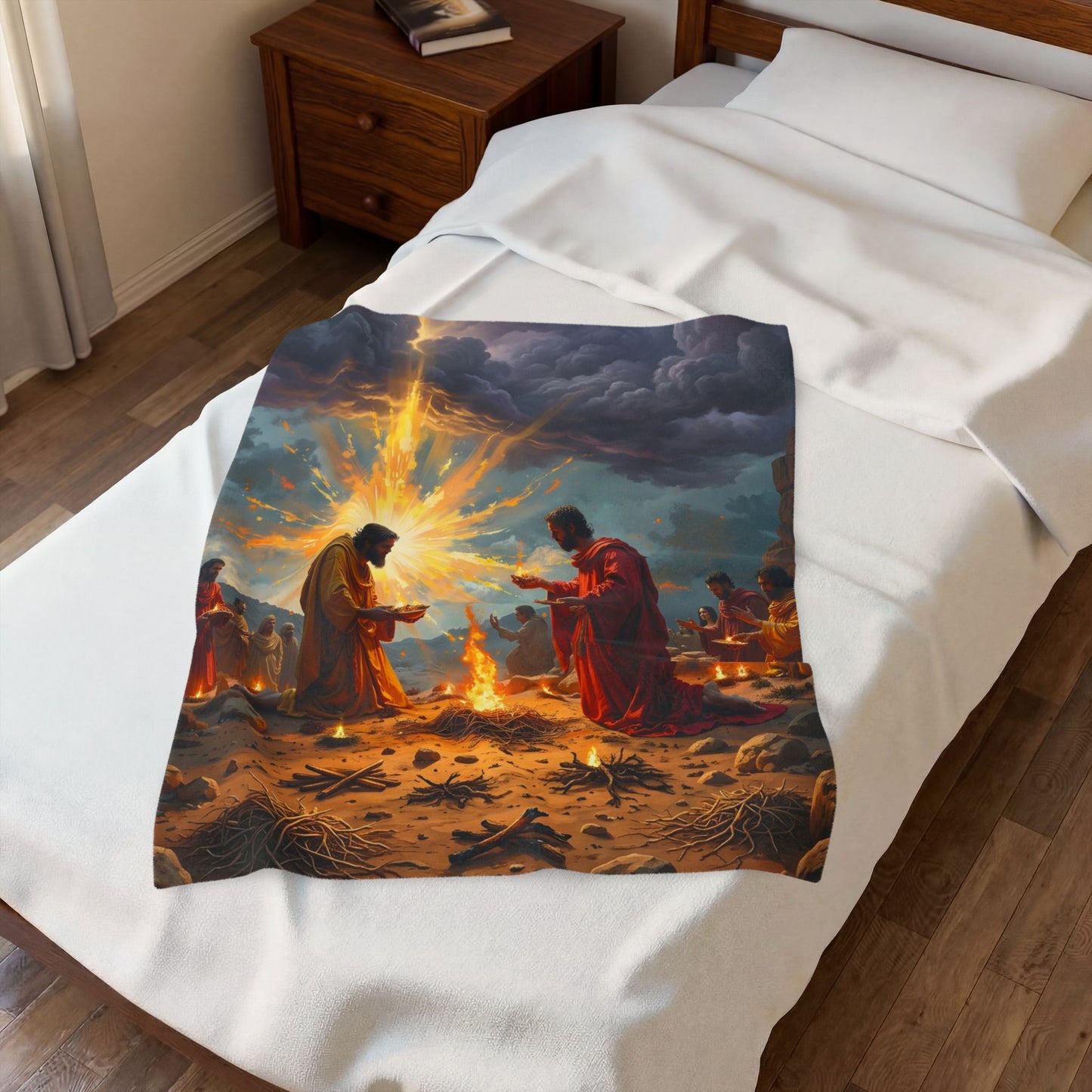 “Righteous Offering - Cain and Abel's Sacrifices” - Plush Blanket