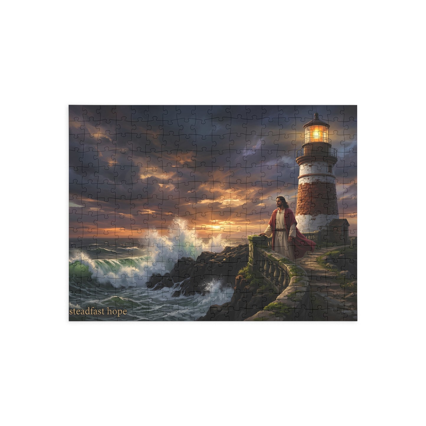 “Steadfast Hope - Lighthouse in the Storm” - Jigsaw Puzzle