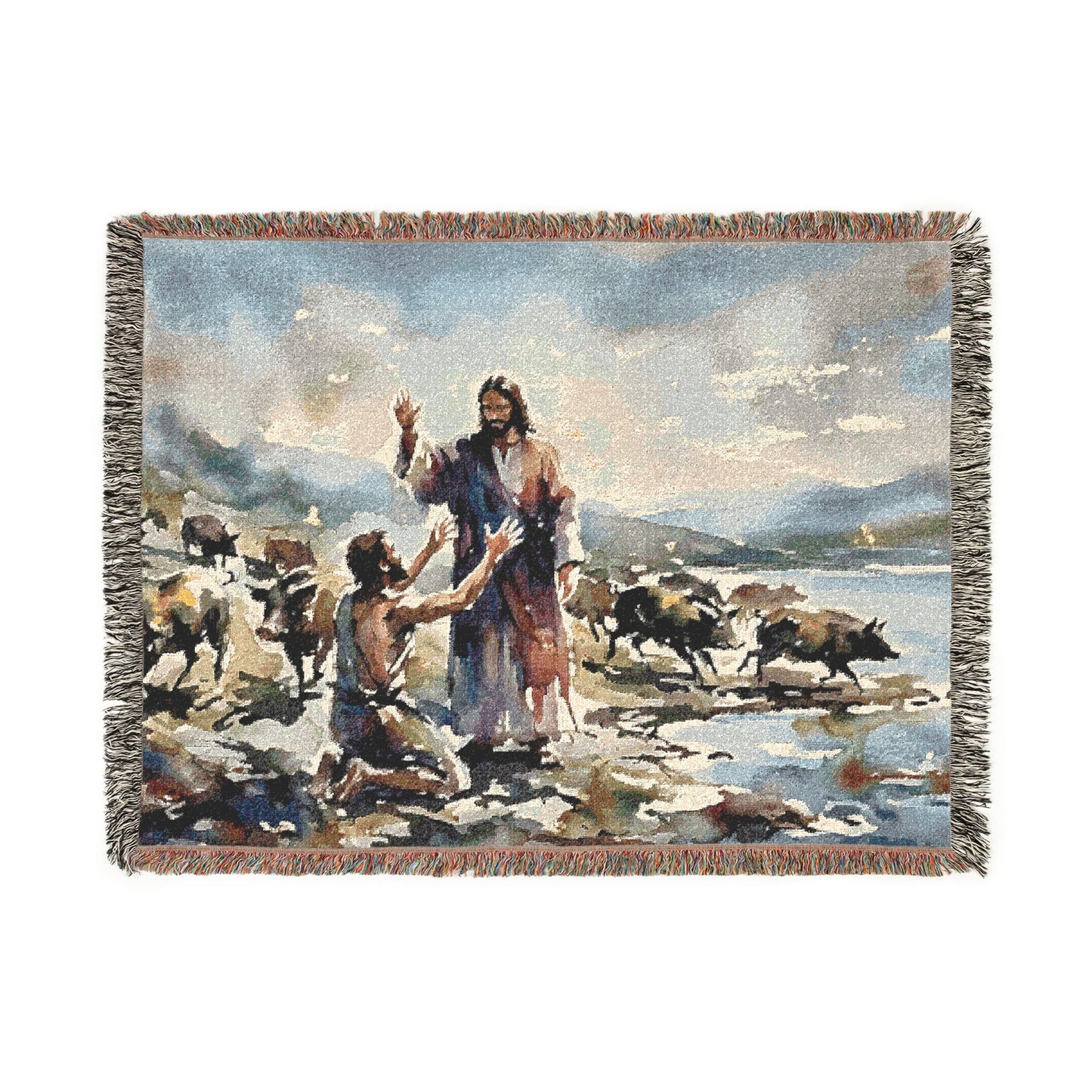 “Unchained - Jesus and the Demoniac” - Woven Blanket