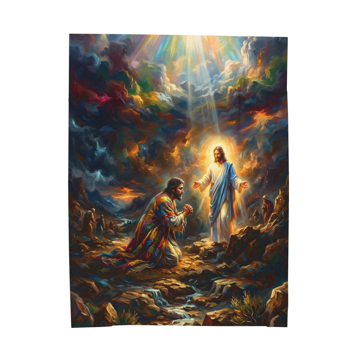 “Coat of Many Colors - Joseph's Enduring Faith” - Plush Blanket