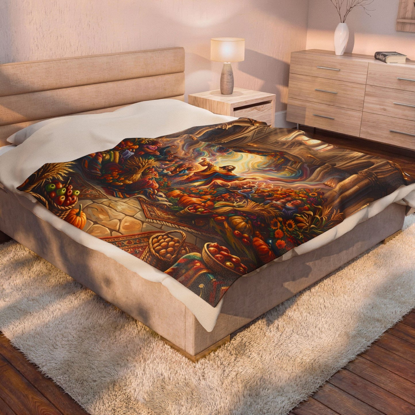 “Bountiful Blessings - A Harvest of Thanksgiving” - Plush Blanket