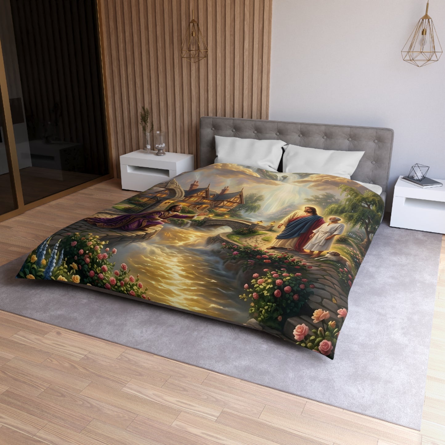 “The Great Reversal - Lazarus at the Rich Man’s Gate” - Duvet Cover