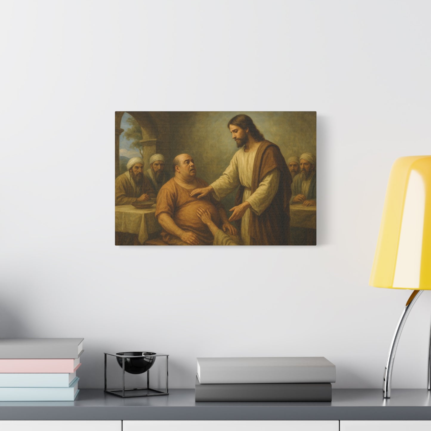 “Jesus Heals a Man with Dropsy – Luke 14:1–4” - Canvas Art