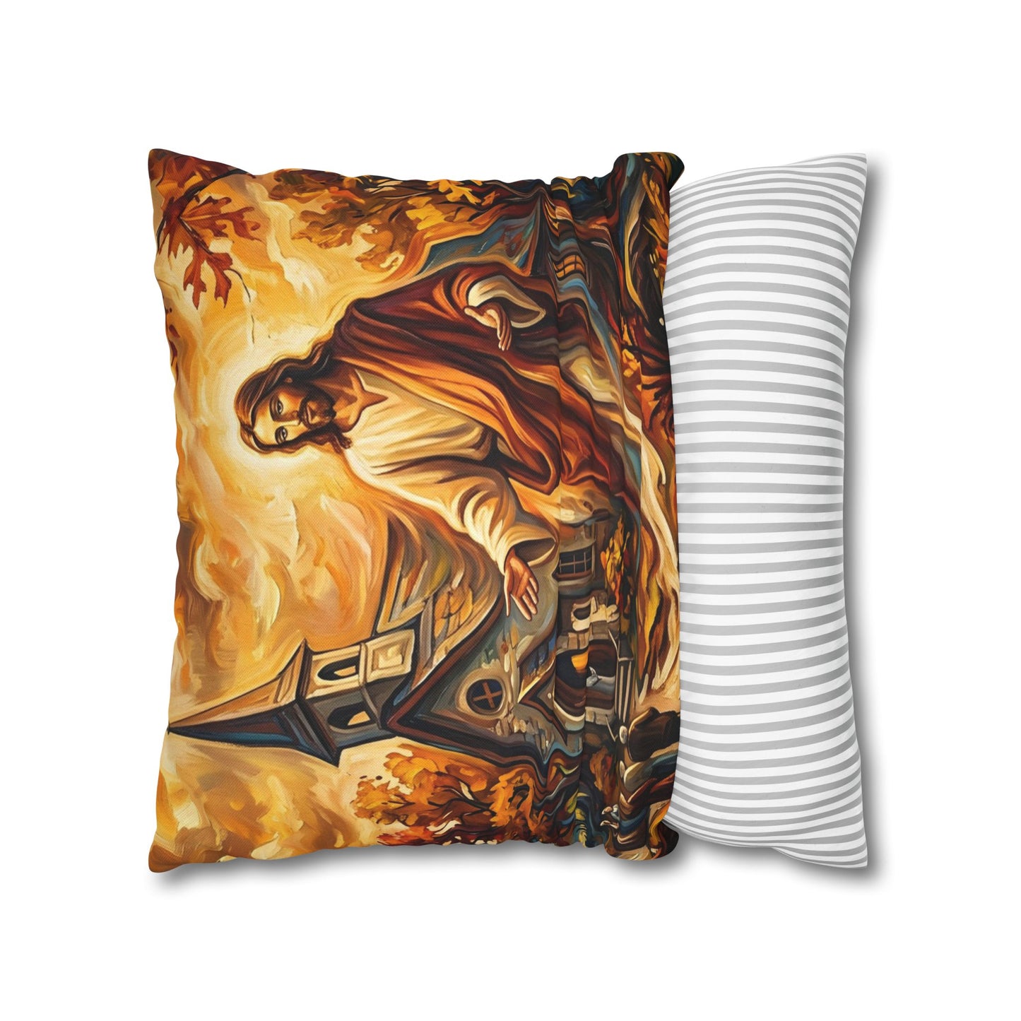 “Abide With Me - Autumn Church at Sunset” - Pillowcase