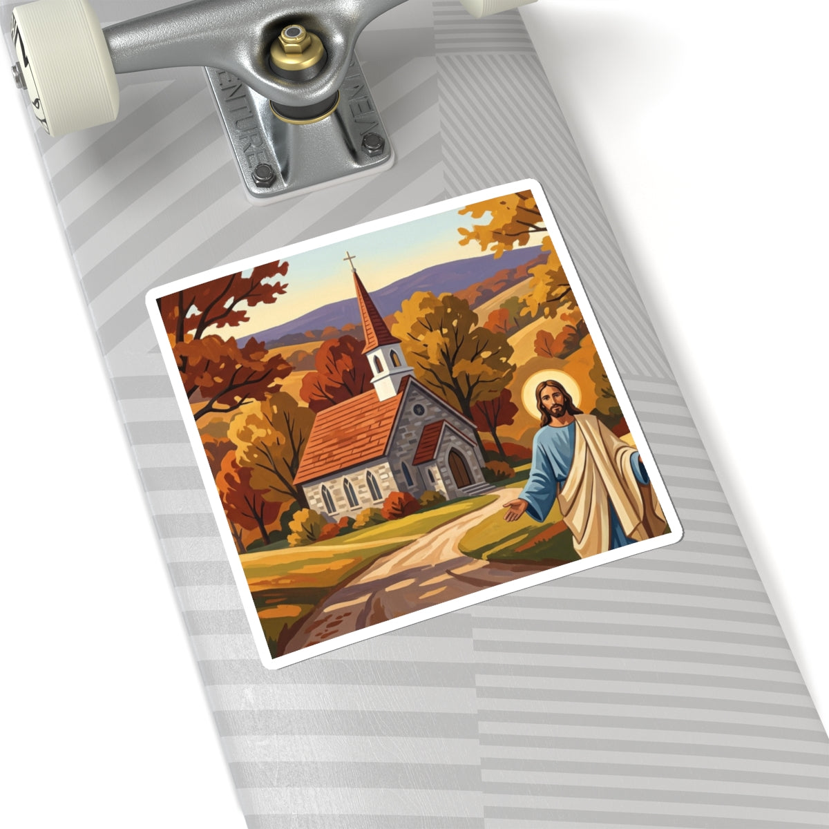 “Golden Harvest - Autumn Church in Tranquility” - Sticker