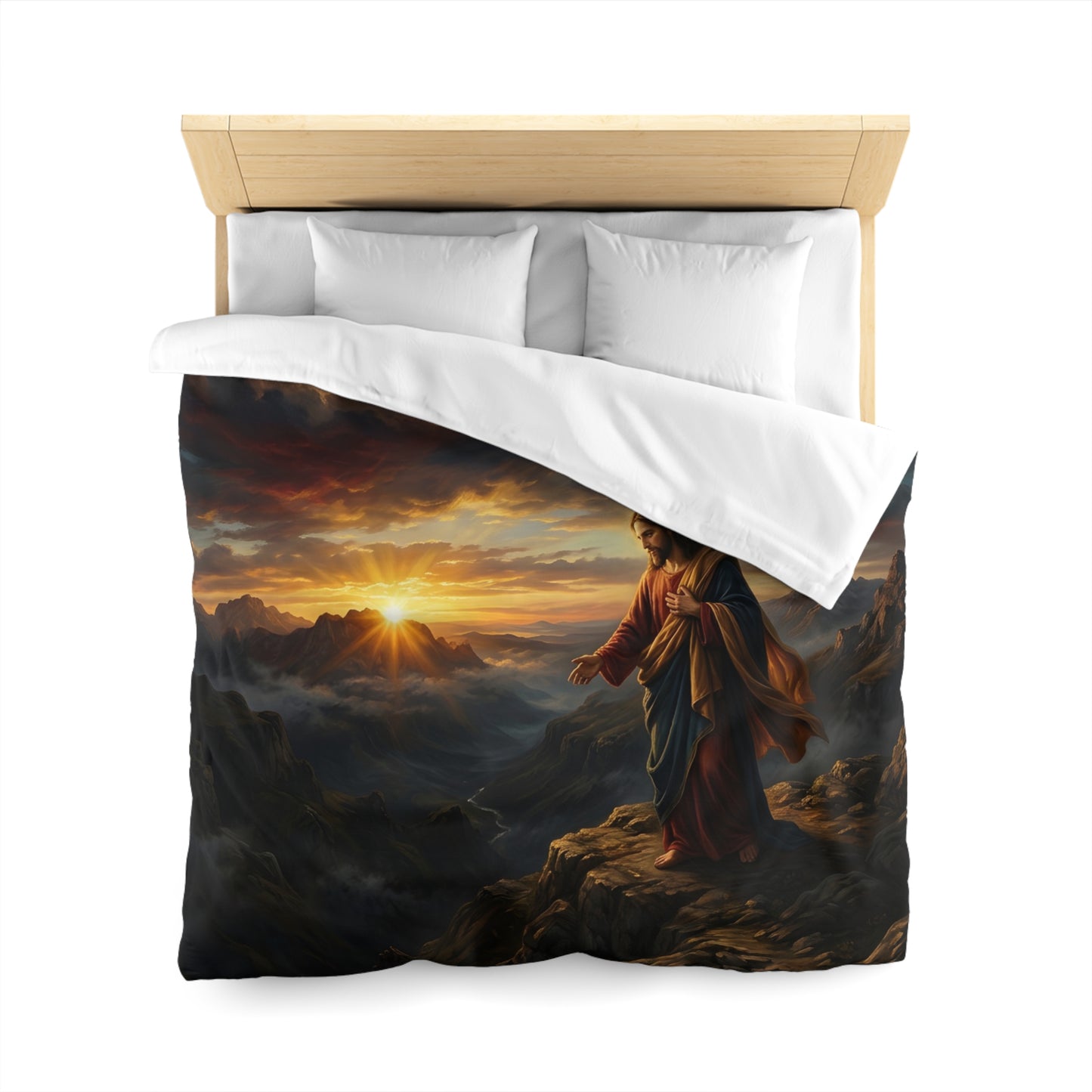 “Joy Comes in the Morning - Sunrise Over Dark Valley” - Duvet Cover