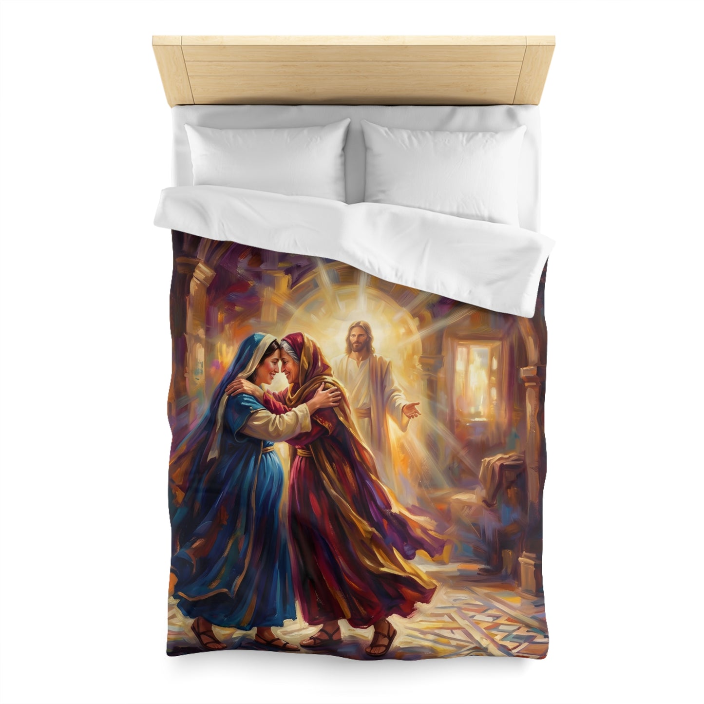 “Divine Embrace - Mary and Elizabeth's Joyful Meeting” - Duvet Cover