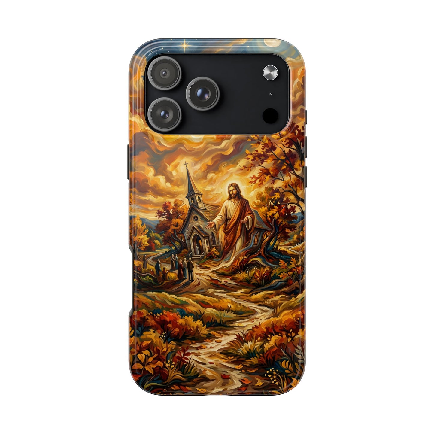 “Abide With Me - Autumn Church at Sunset” - Phone Case