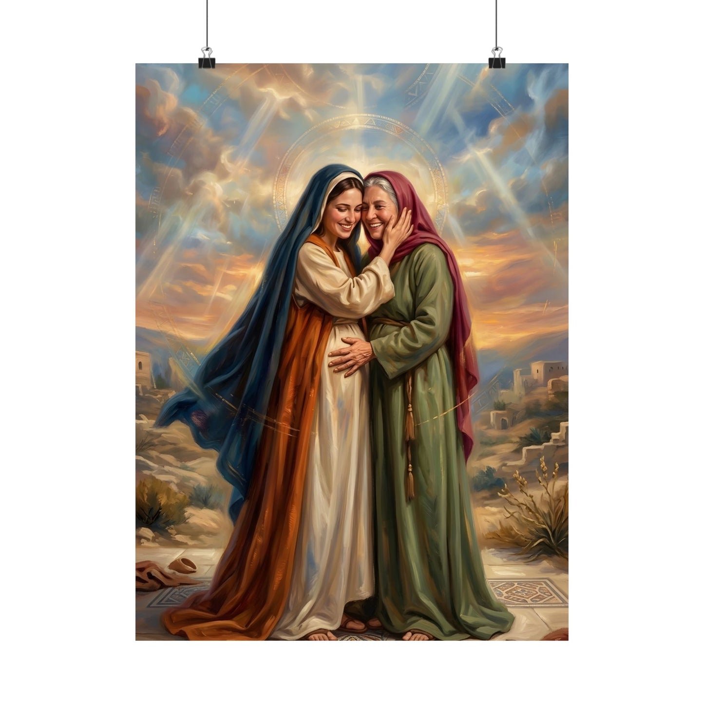 “Blessed Among Women - Mary and Elizabeth Embrace” - Poster