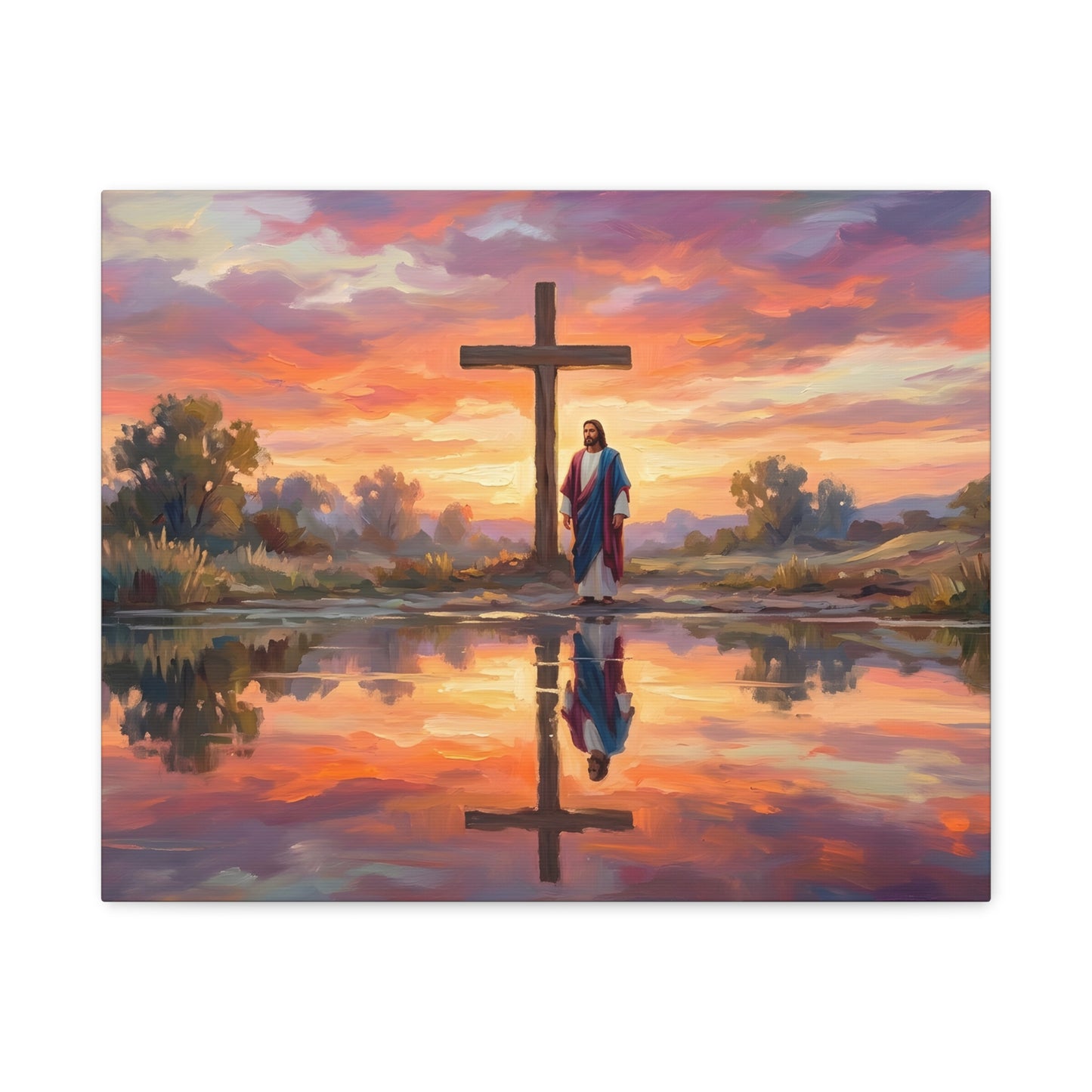 “Living Water - Cross Reflected at Dawn” - Canvas Art