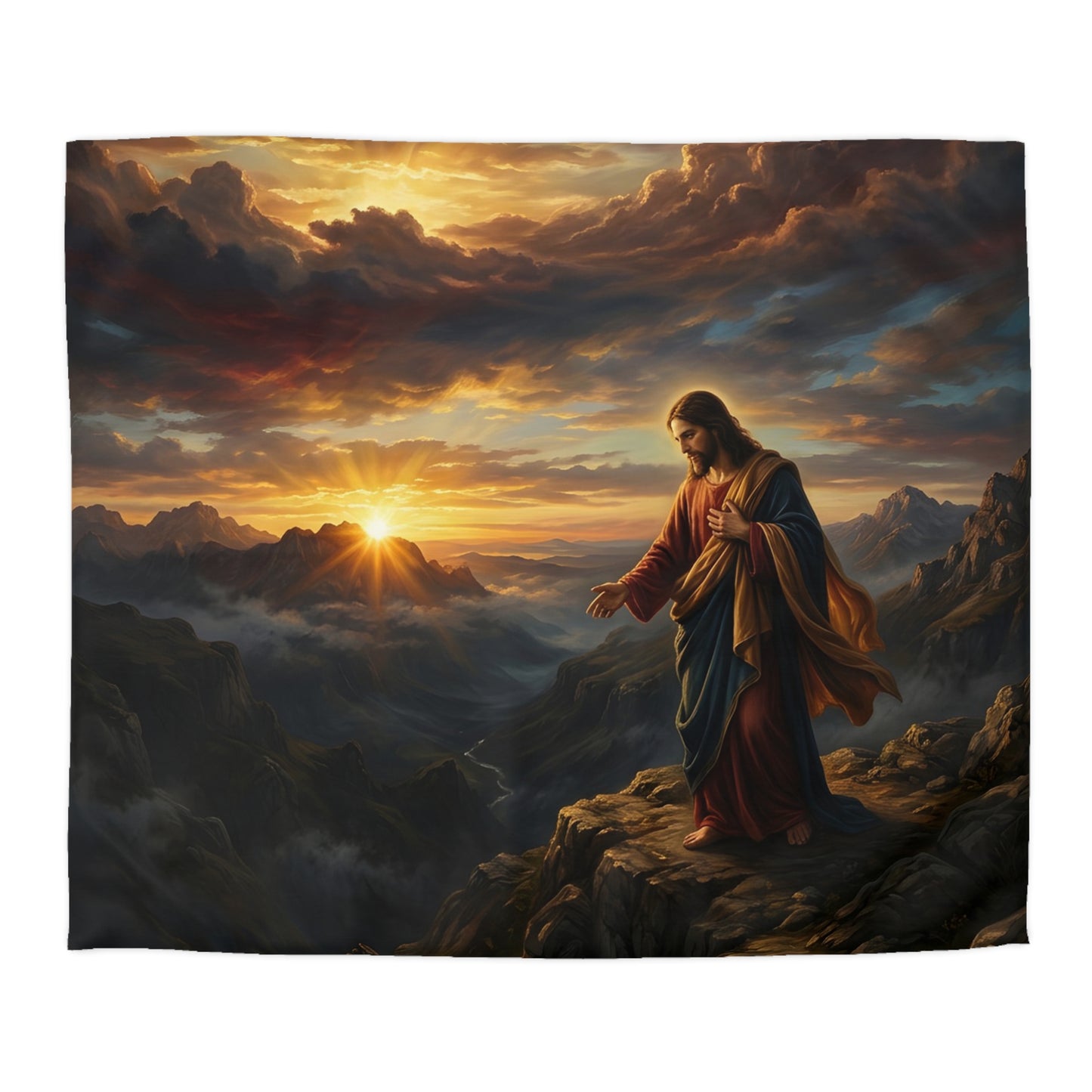 “Joy Comes in the Morning - Sunrise Over Dark Valley” - Duvet Cover