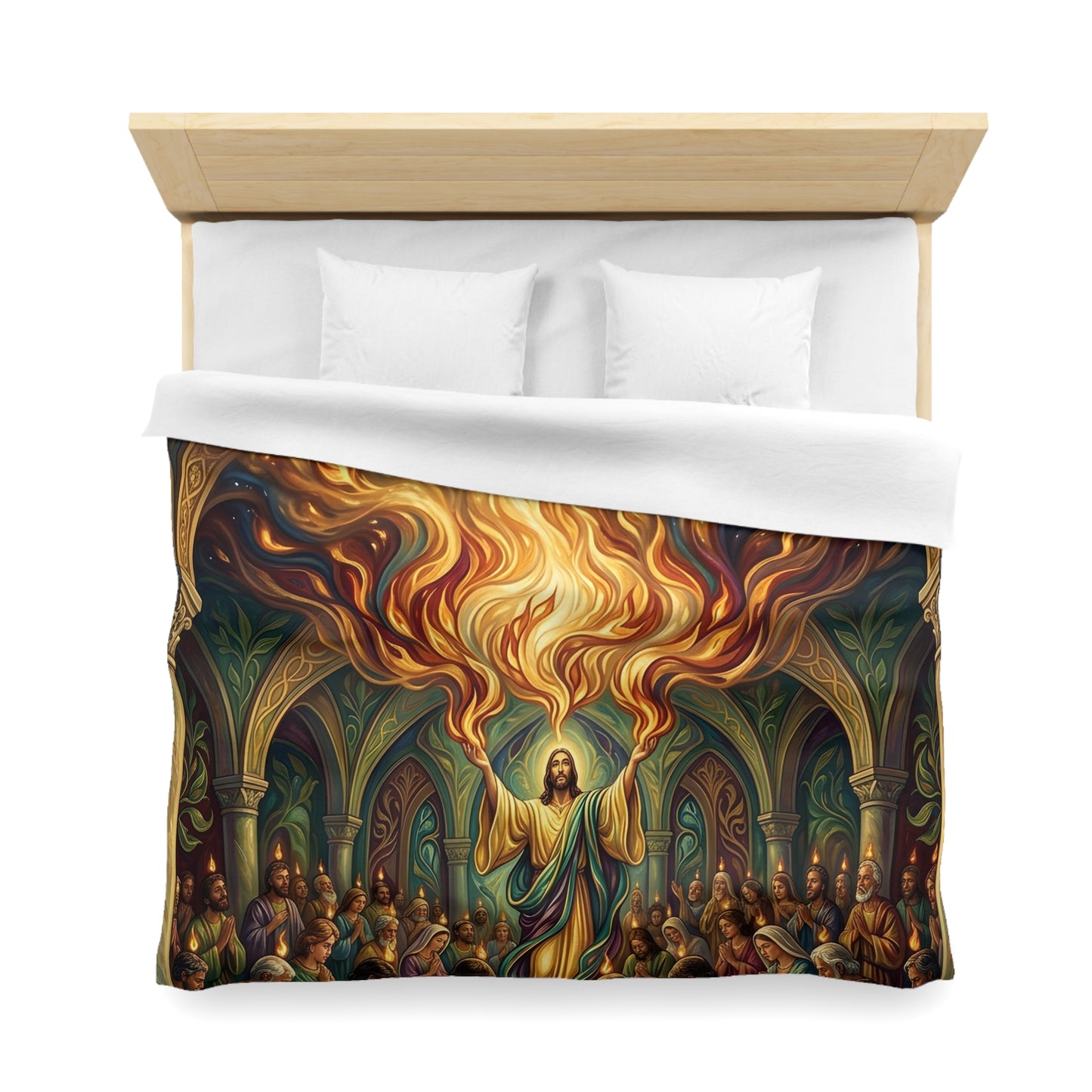 “Spirit Poured Out - Pentecost Flames Descending” - Duvet Cover