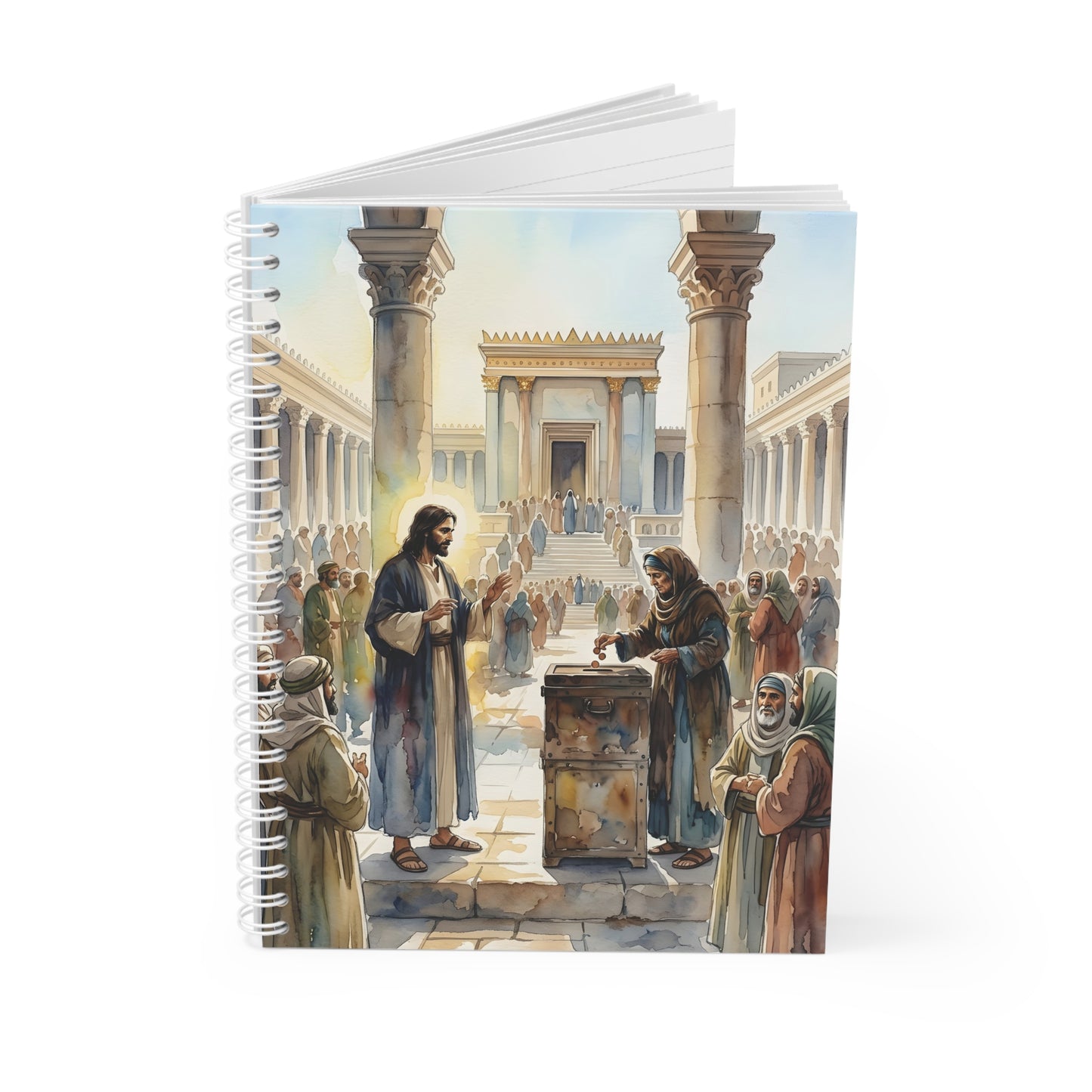 “Her Offering - The Widow's Mite at the Temple” - Spiral Notebook