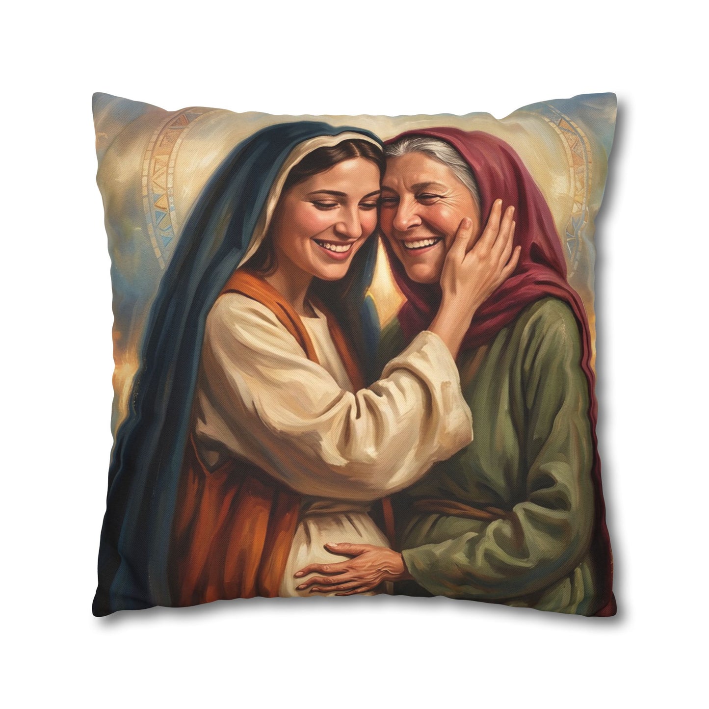 “Blessed Among Women - Mary and Elizabeth Embrace” - Pillowcase