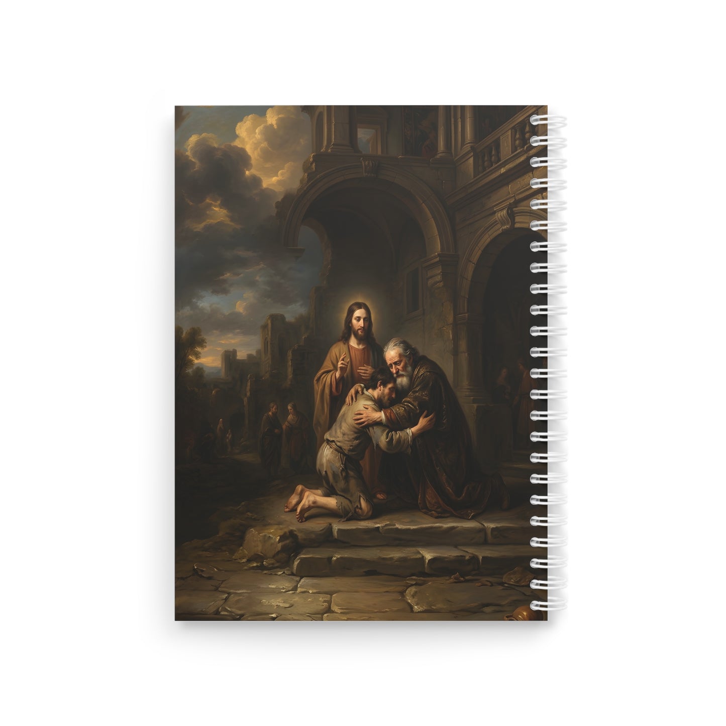 The prodigal son running toward his father - Spiral Notebook