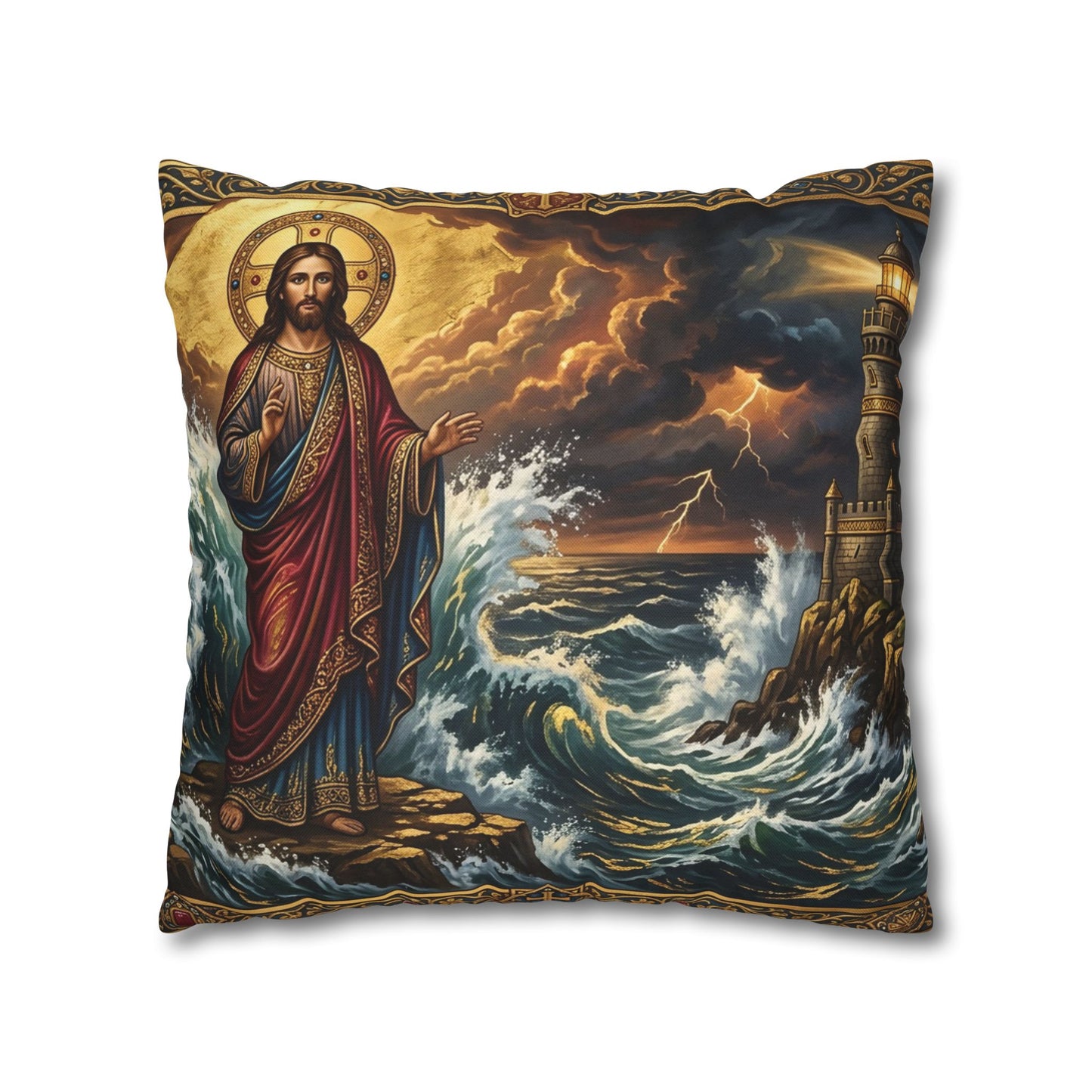 “Steadfast Hope - Lighthouse in the Storm” - Pillowcase