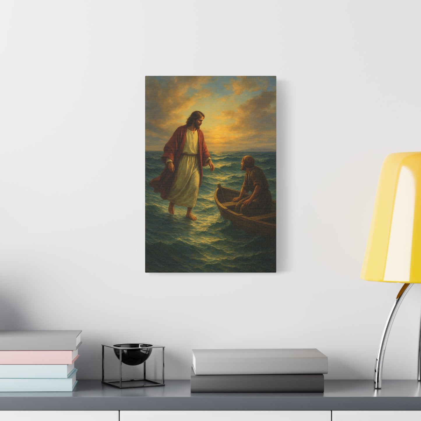 “Jesus Walks on Water – Divine Faith in the Storm” - Canvas Art