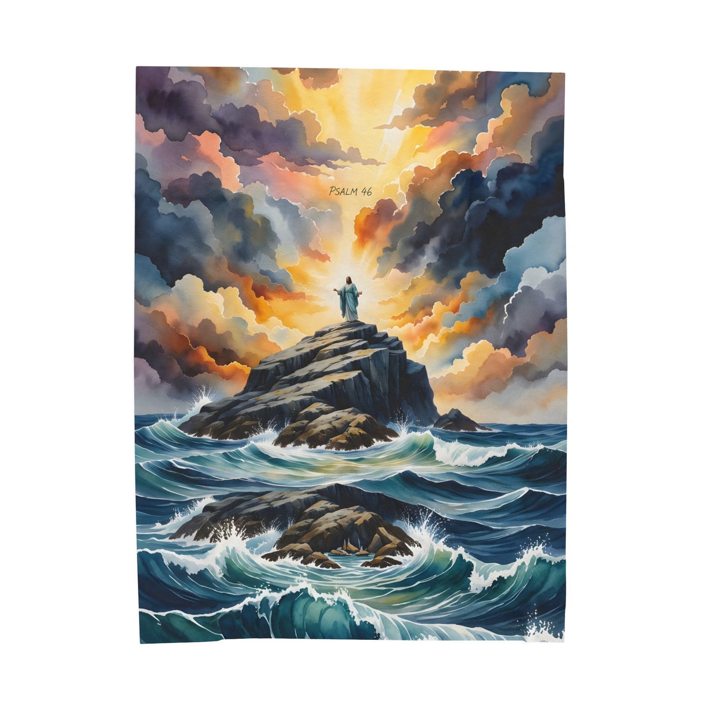 “My Refuge and Strength - Rock in the Storm” - Plush Blanket