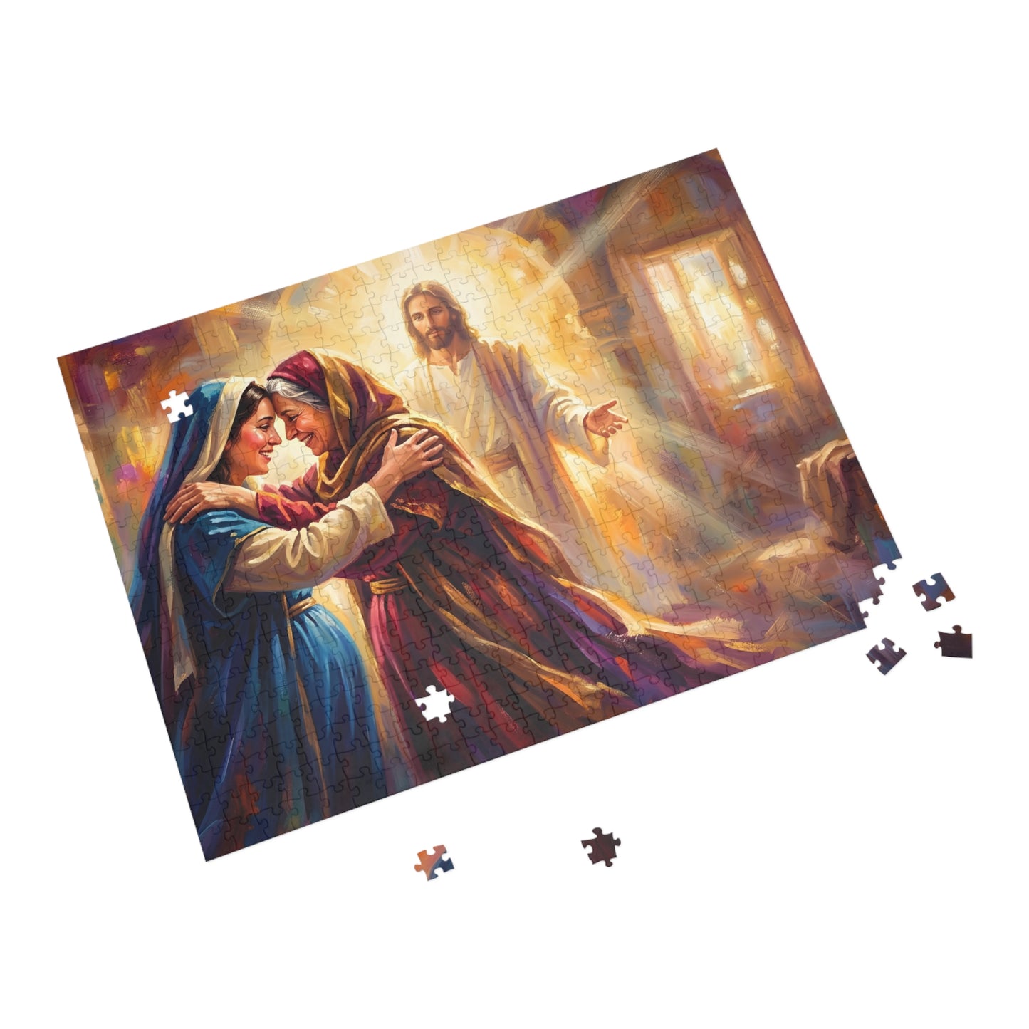 “Divine Embrace - Mary and Elizabeth's Joyful Meeting” - Jigsaw Puzzle
