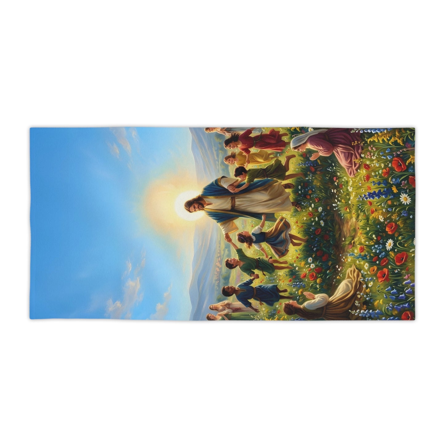 “Joy Overflowing - Children Dancing in the Meadow” - Beach Towel
