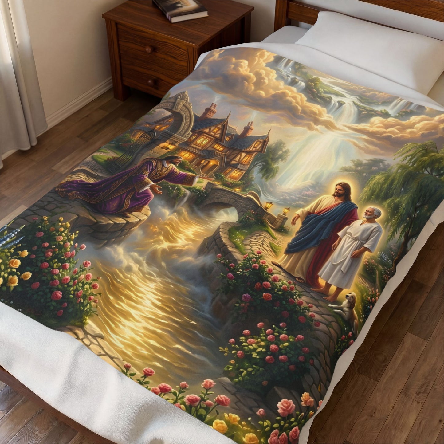 “The Great Reversal - Lazarus at the Rich Man’s Gate” - Plush Blanket