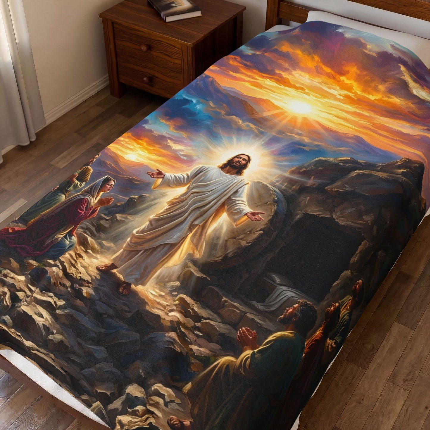 “He Is Risen - The Empty Tomb at Dawn” - Plush Blanket